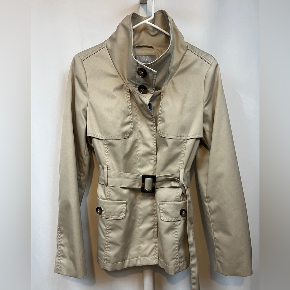 H&M Tan Coat with Belt and Lining Size 10 - Picture 7 of 12